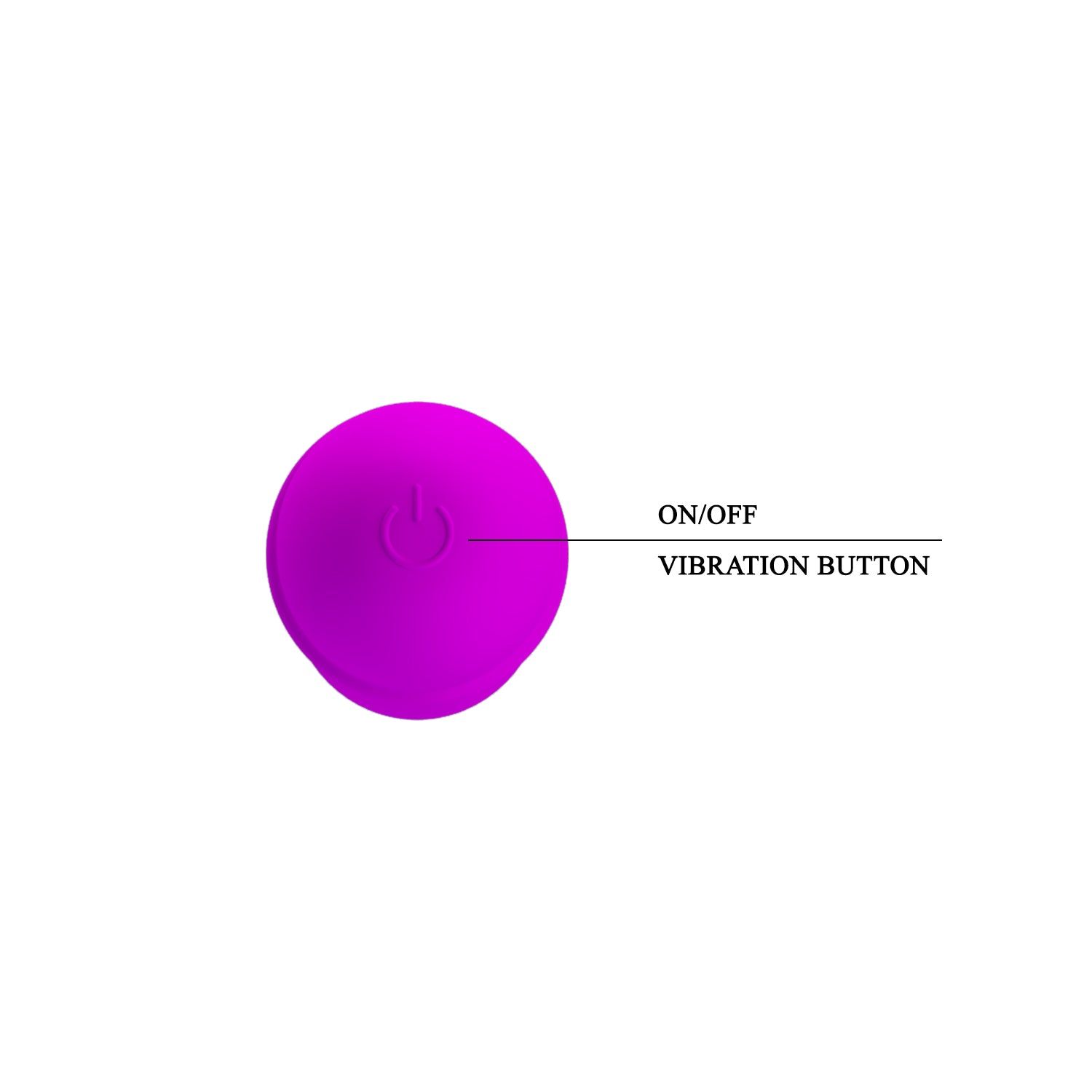 Lila Vibrator-Oberteil mit Ein-/Aus- und Vibrationsknopf. Auf weißem Hintergrund.
