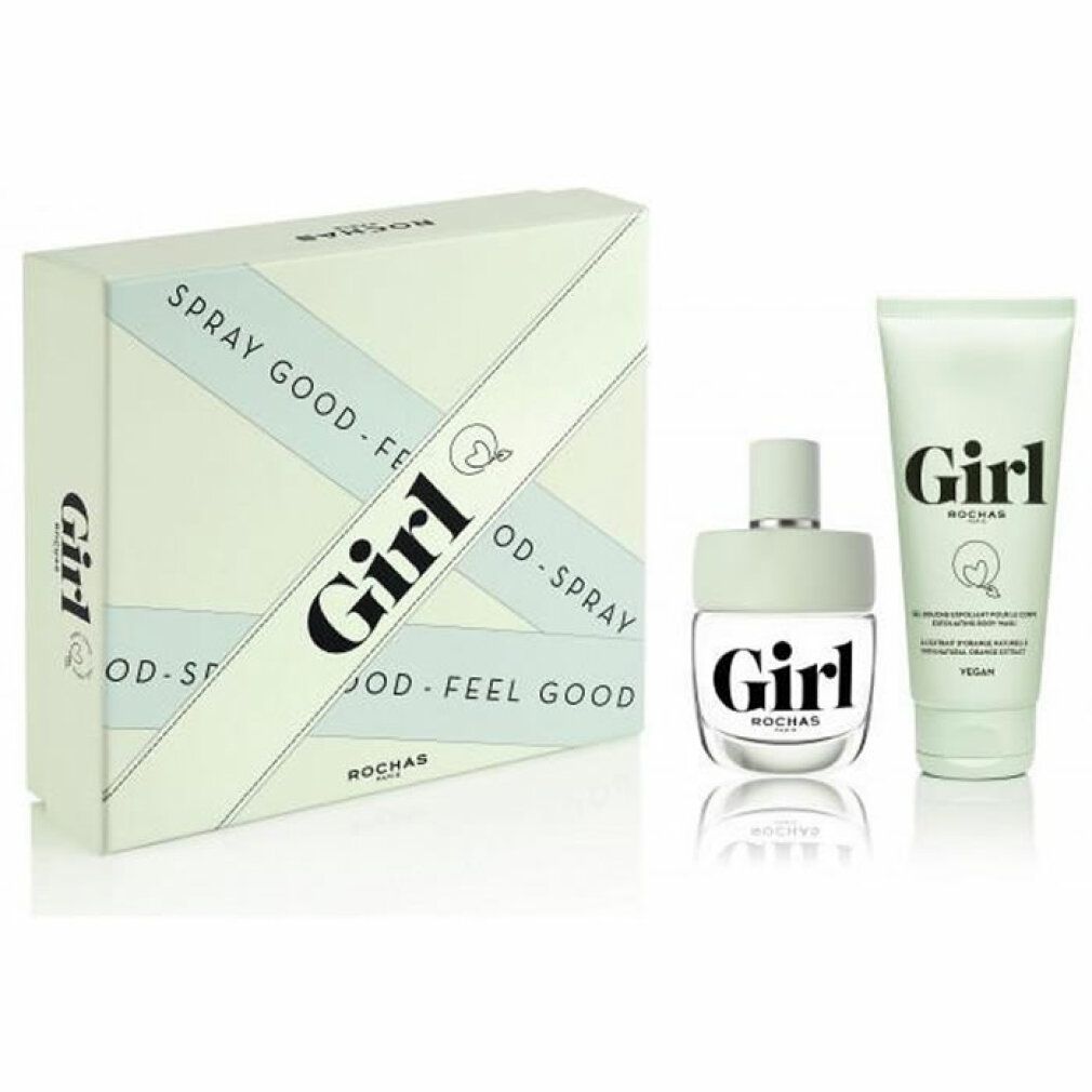 Geschenkset mit Eau de Toilette Spray, Tube und Box. Aufschrift "Girl" und "Rochas".