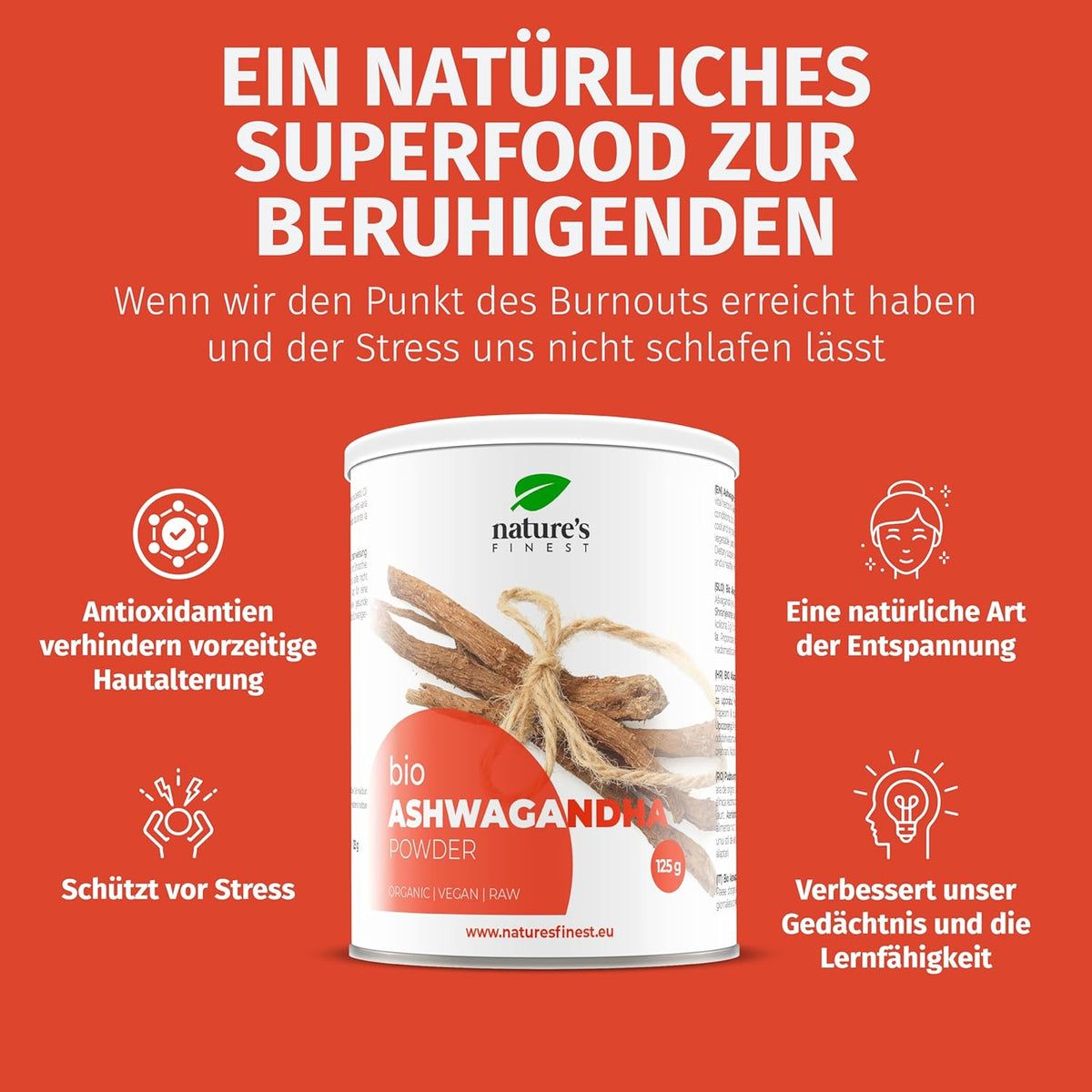 Nature's Finest Ashwagandha pulver Bio