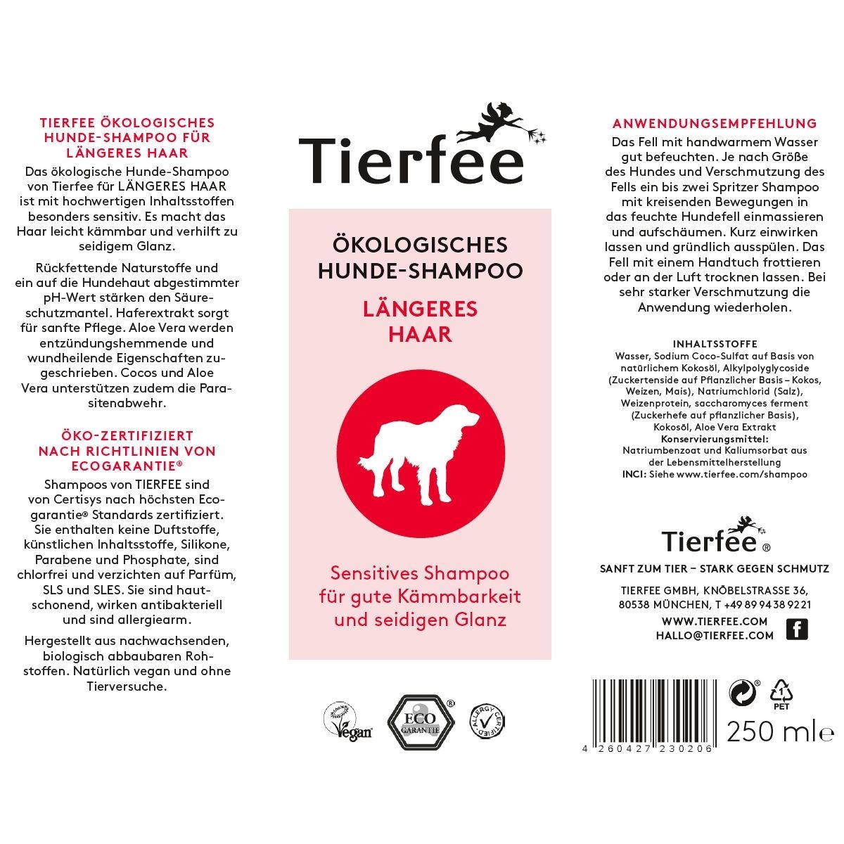 Tierfee Ökologisches Hunde-Shampoo für längeres Haar