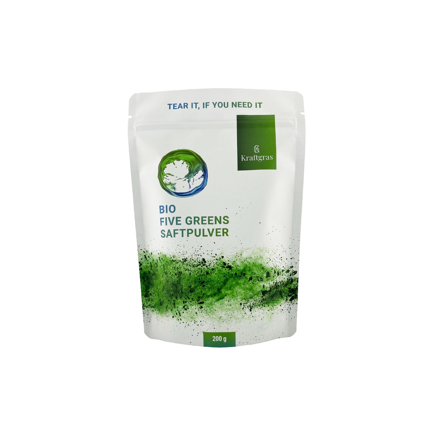 Krafgtras Bio Five Greens Saftpulver 200 g Pulver