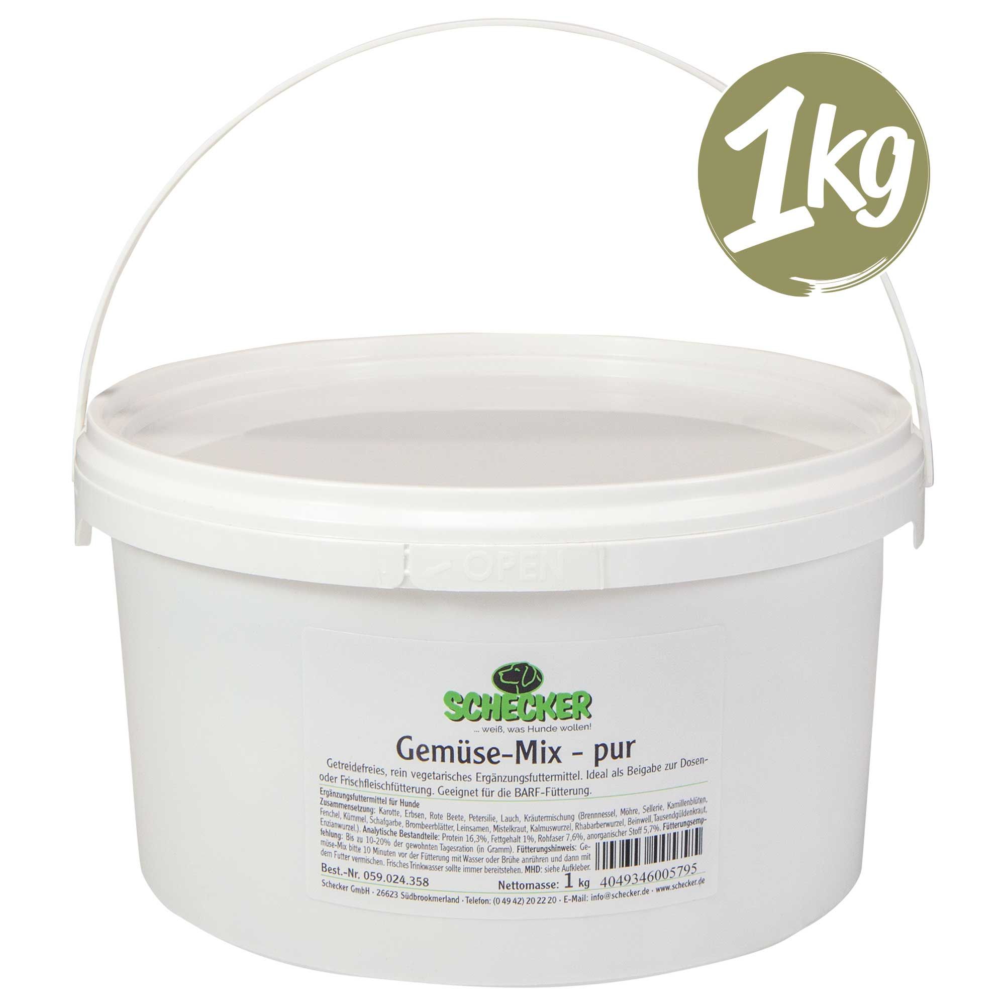 Schecker Gemüsemix im Eimer - getreidefrei - veganes Trockenfutter - ideal zum Barfen für Hunde