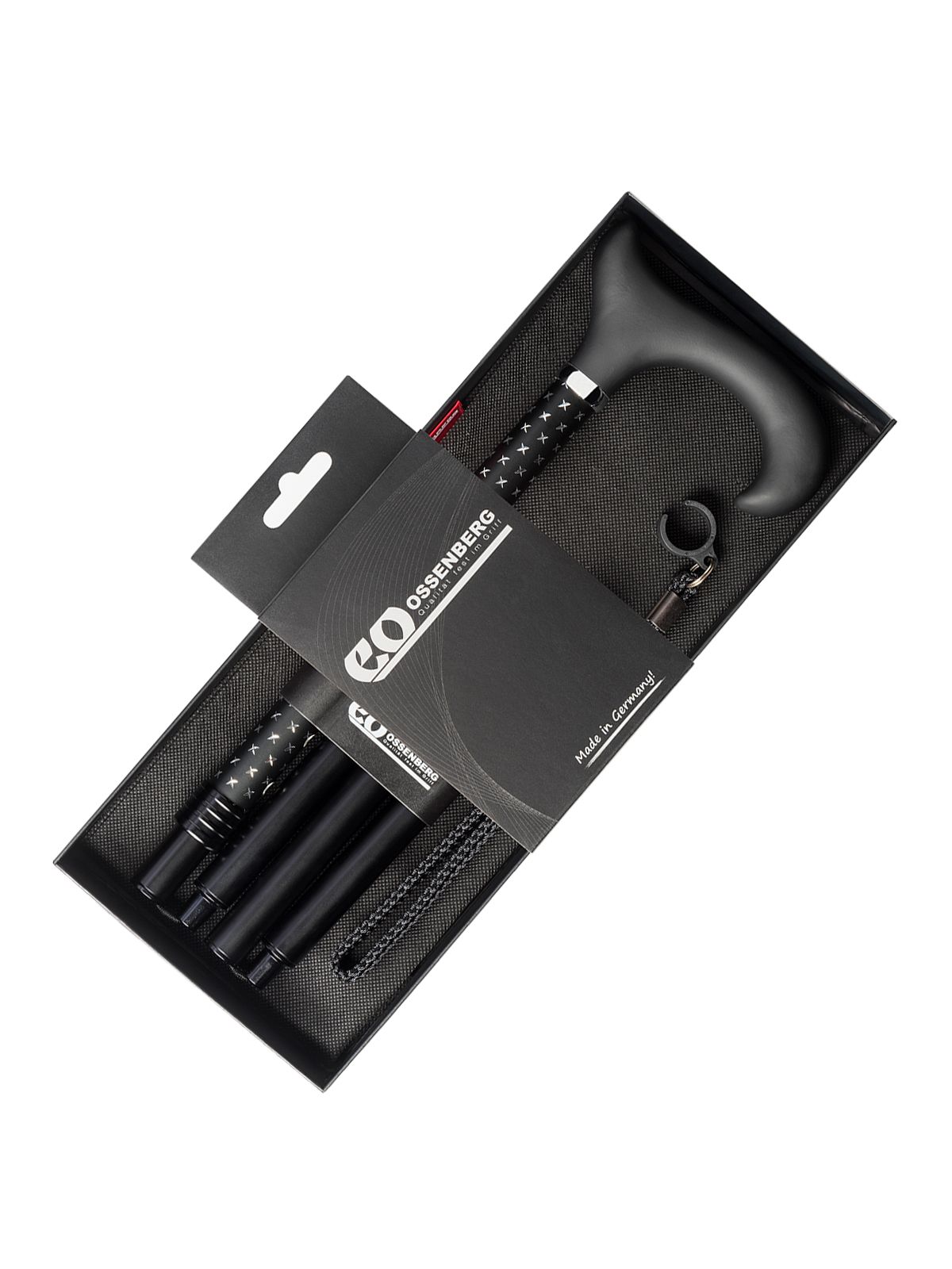 Ossenberg - Faltbarer Gehstock aus Leichtmetall mit Softtouch-Derbygriff