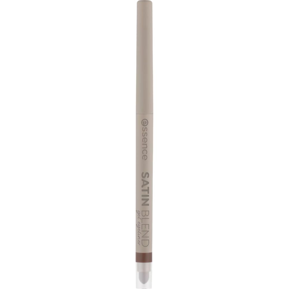 Stift-Eyeliner mit brauner Mine. Auf dem Stift steht "essence SATIN BLEND gel eyeliner".