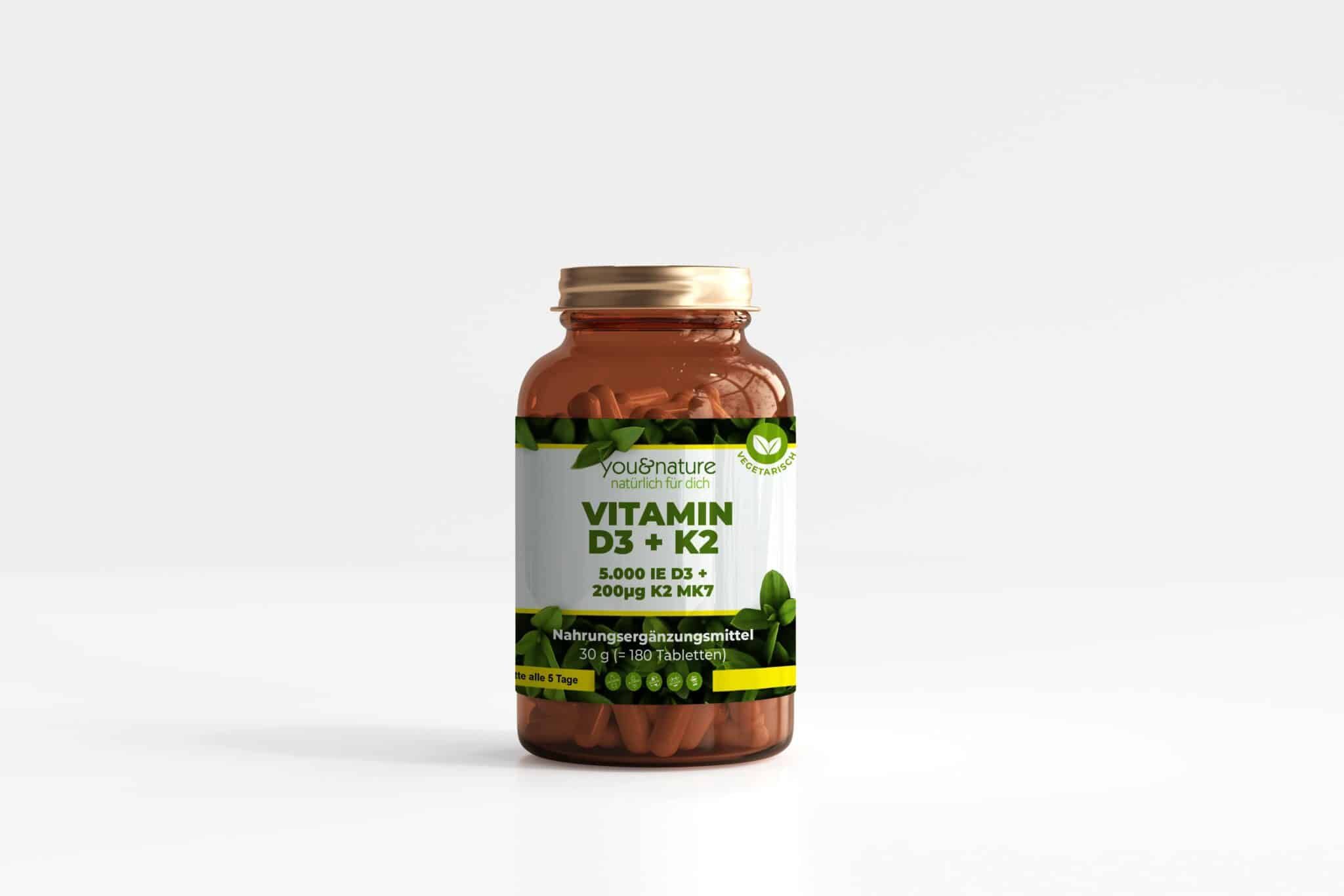You&Nature Vitamin D3 + K2 MK7 5.000 I.E. + 200 µg 180 Tabletten