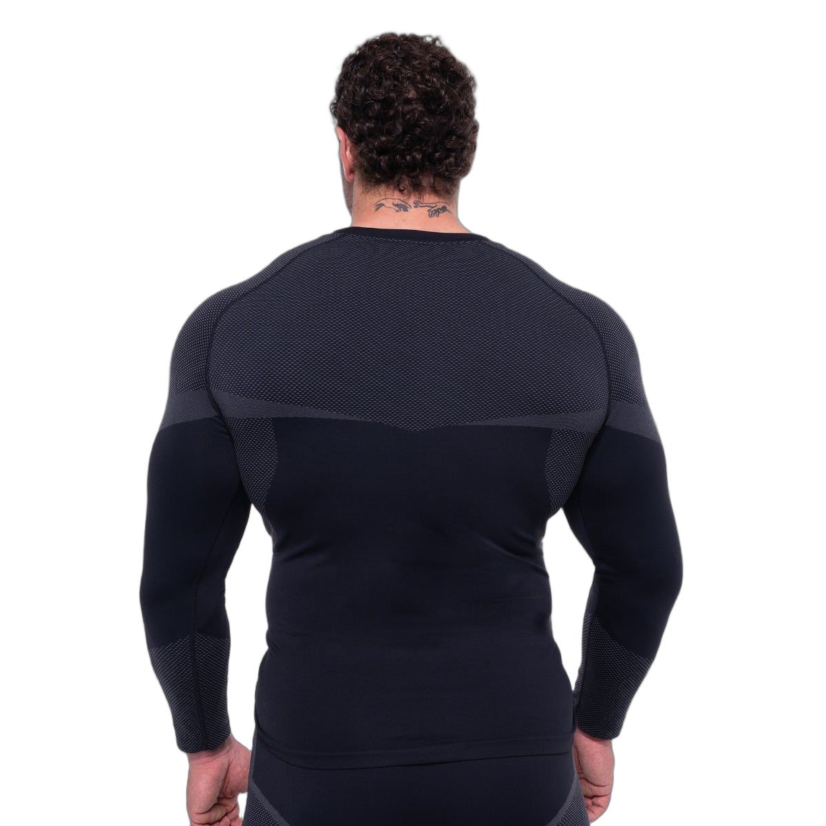 GymBeam OG1 Seamless Long Sleeve Herren Slim-Fit-T-Shirt Black/Grey