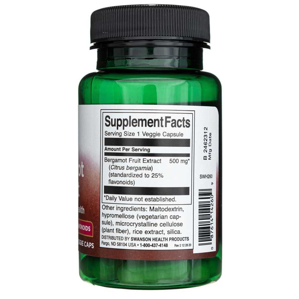 Swanson Bergamot Extract 500mg 30 Capsules