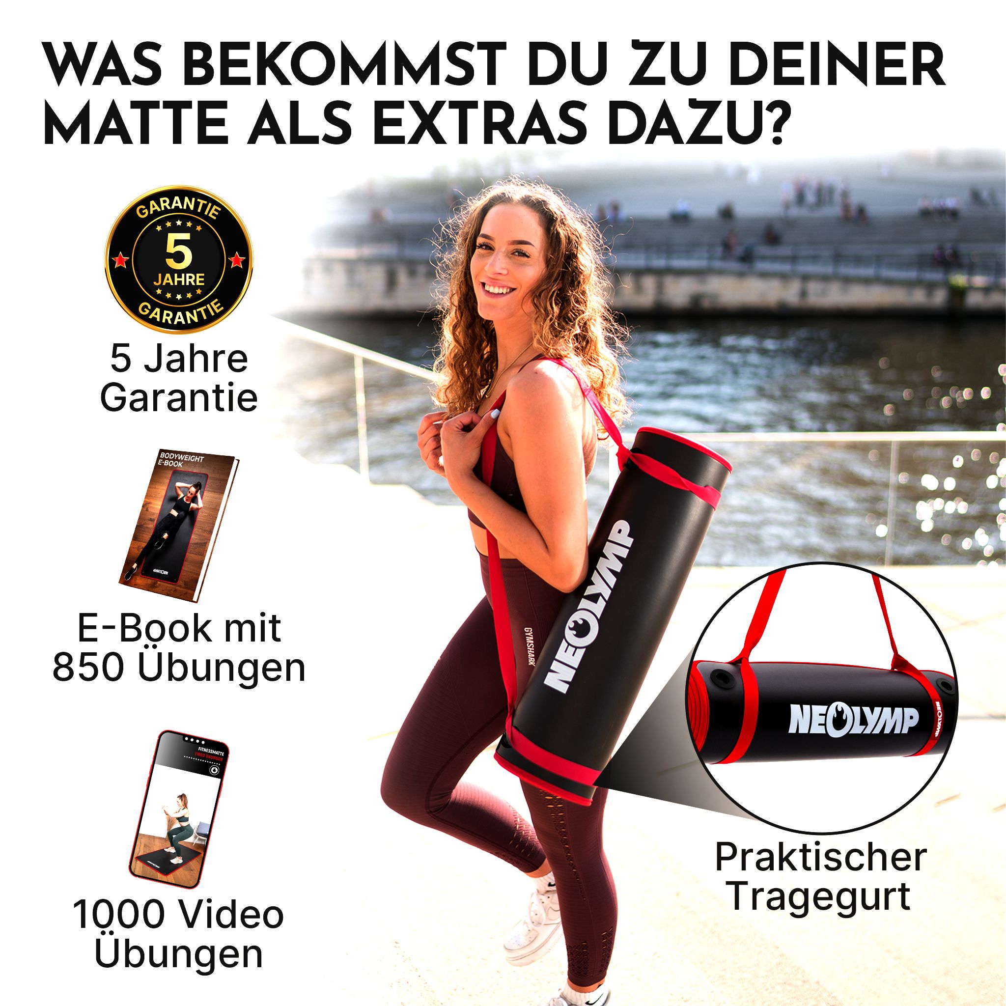 NEOLYMP Fitnessmatte mit Ösen