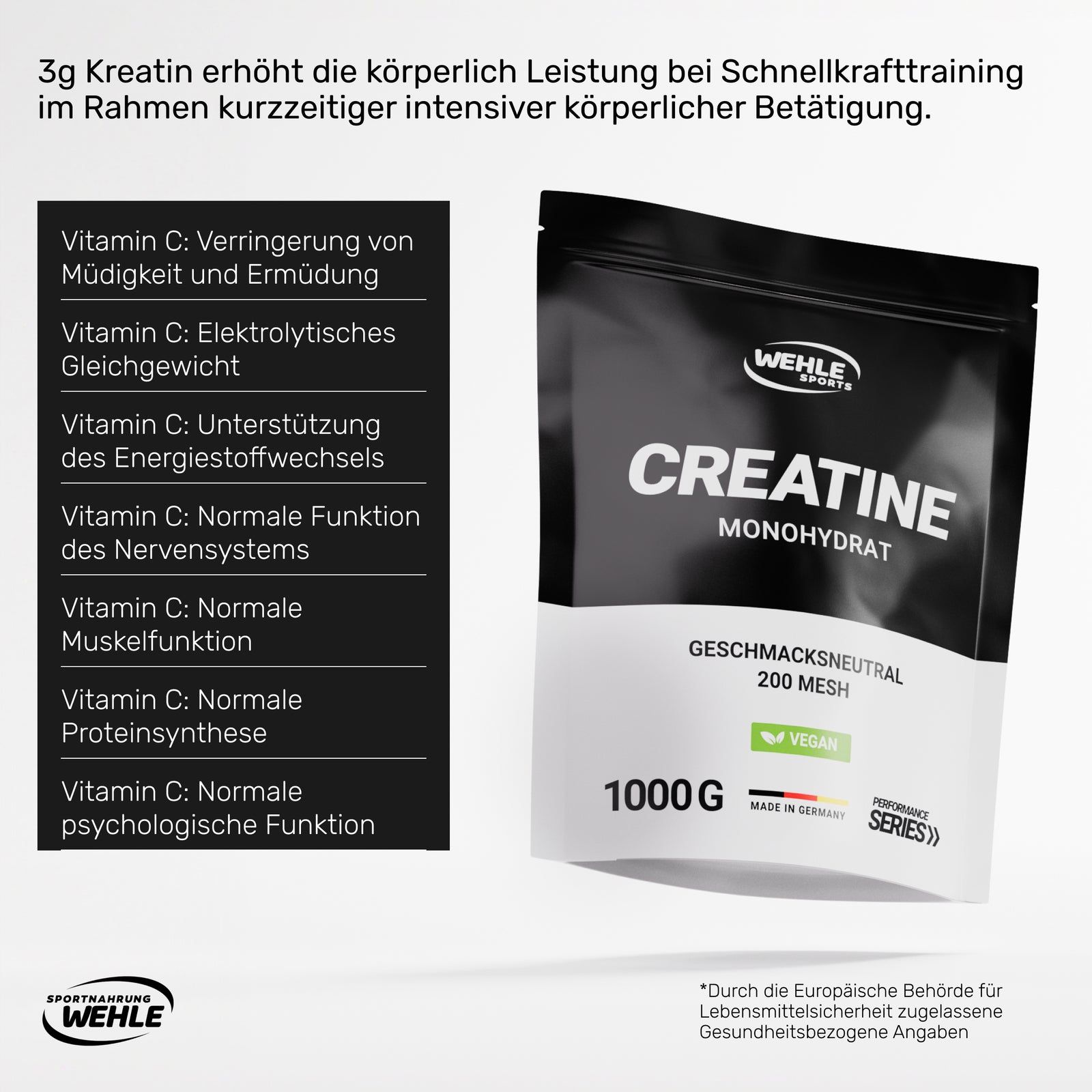 Wehle Sports Creatine Monohydrate Kreatin Pulver