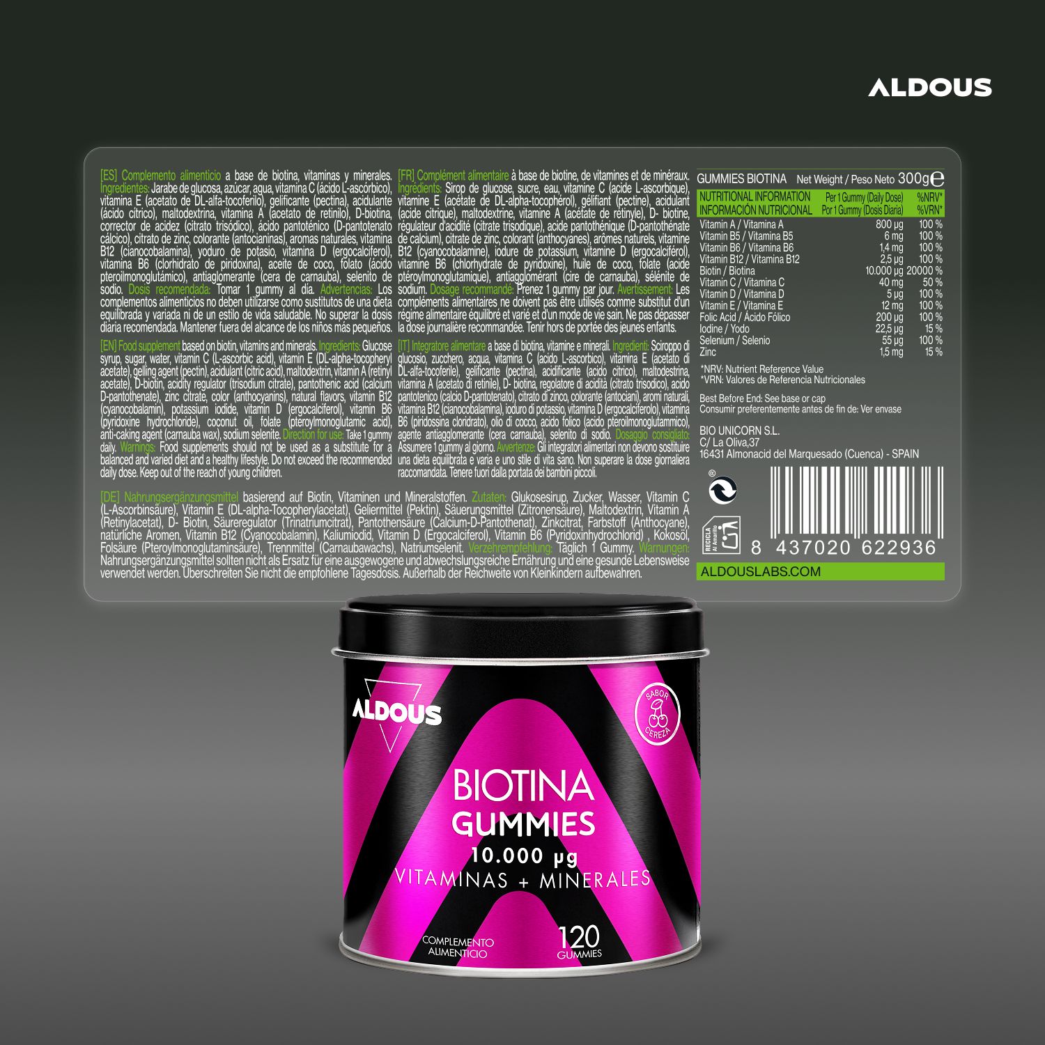 Aldous – Biotin-Gummibärchen – Haare, Haut, Nägel