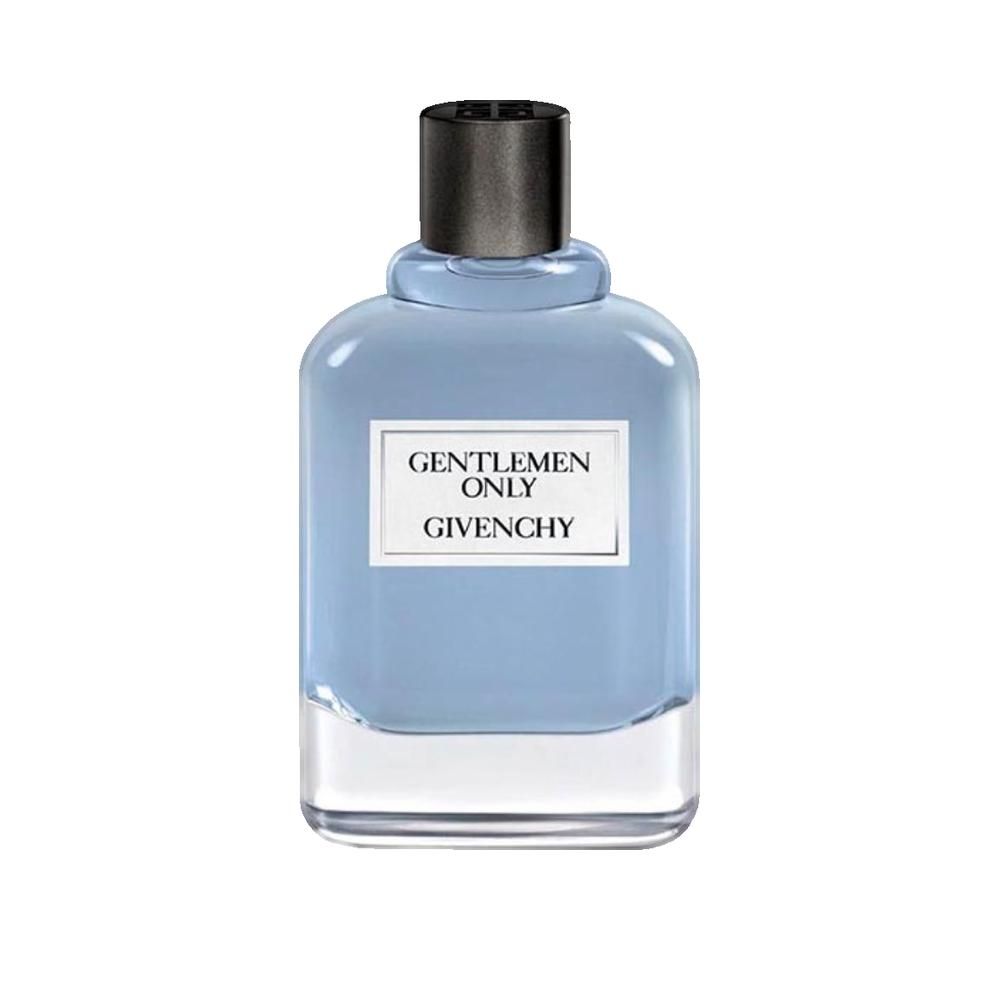 Parfümflakon mit schwarzem Verschluss. Aufkleber mit "GENTLEMEN ONLY GIVENCHY".