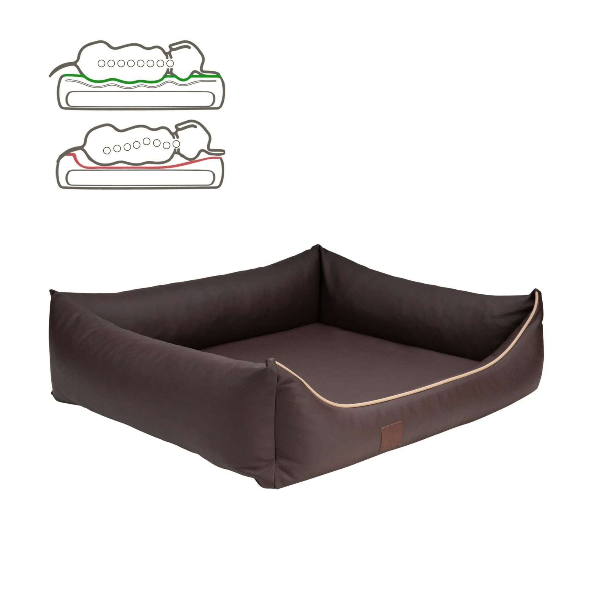 orthopädisches Hundebett "Buddy", Kunstleder, Farbe Braun 100 x 80