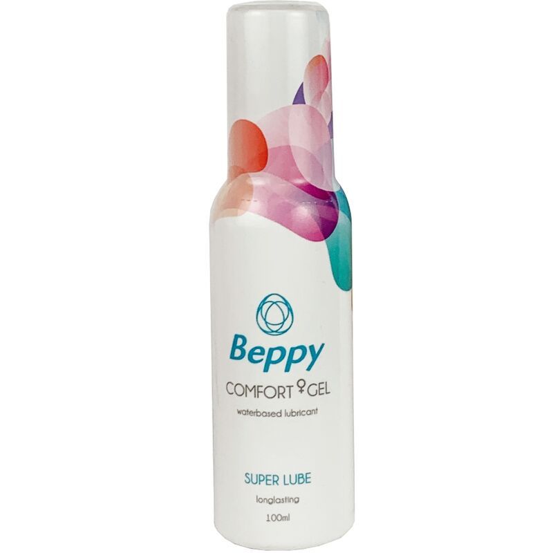 Weiße Flasche mit Beppy-Logo und "Comfort Gel". Super Lube, langanhaltend. 100ml.