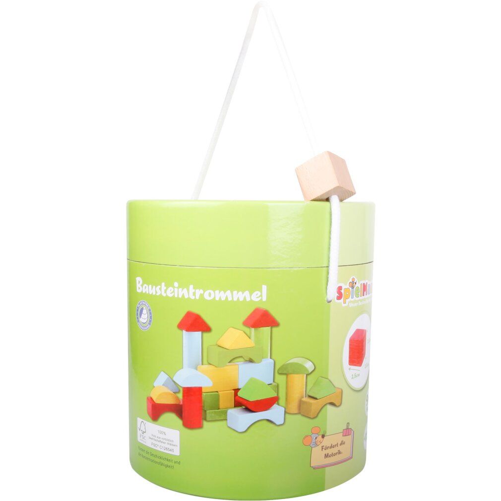 Spielmaus  Bausteine in Trommel