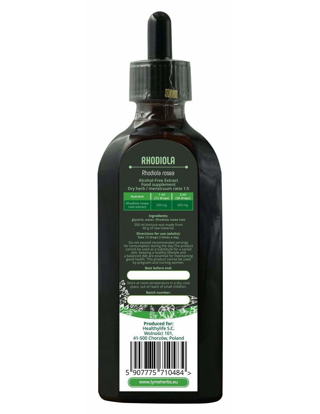 Lymeherbs Rosenwurz (Rhodiola Rosea), Alkoholfreier Extrakt