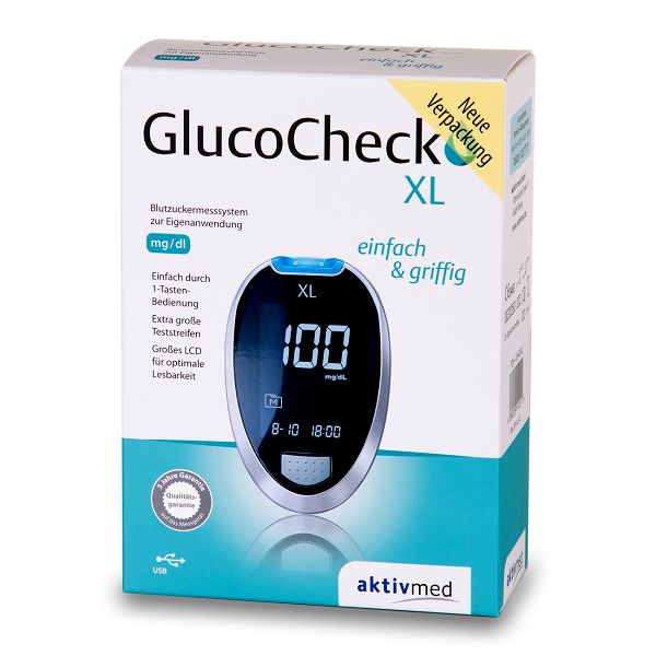 GlucoCheck XL Messgerät [mg/dl] zur Kontrolle des Blutzuckers bei Diabetes mell. 1 mg Gerät