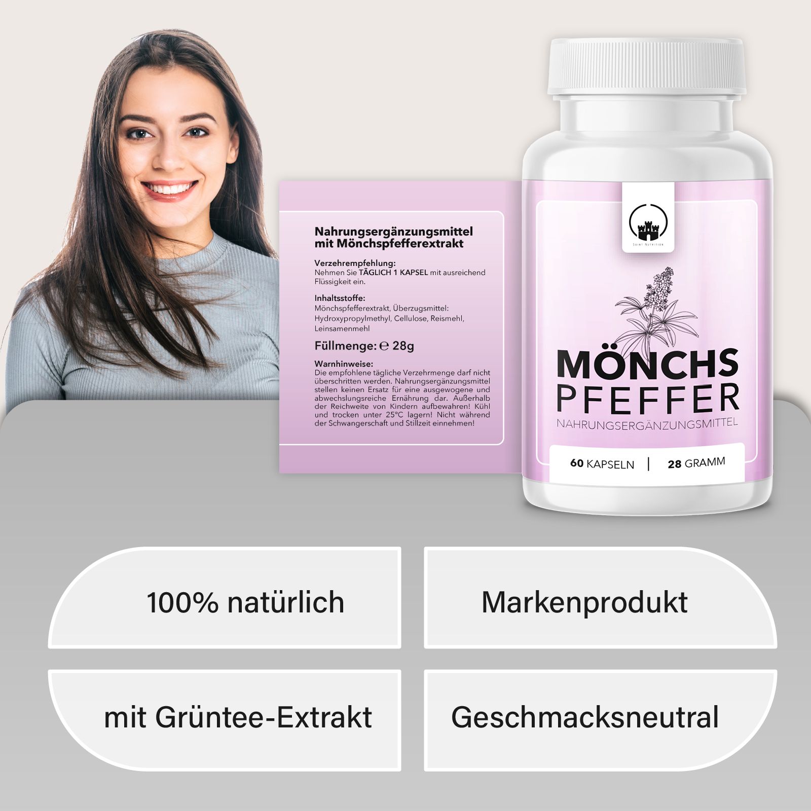 Saint Nutrition® | Mönchspfeffer Kapseln hochdosiert | Hormon Balance