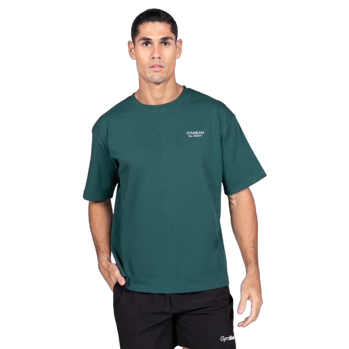 GymBeam T-Shirt Herren Oversized Kurzarm Lifting Heavy Forest