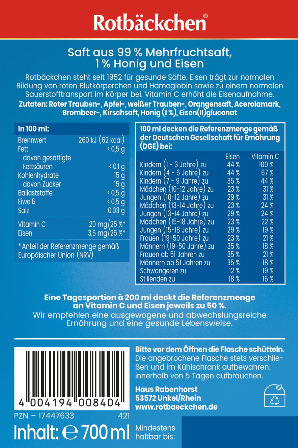 Rotbäckchen Das Original 6x700 ml Saft