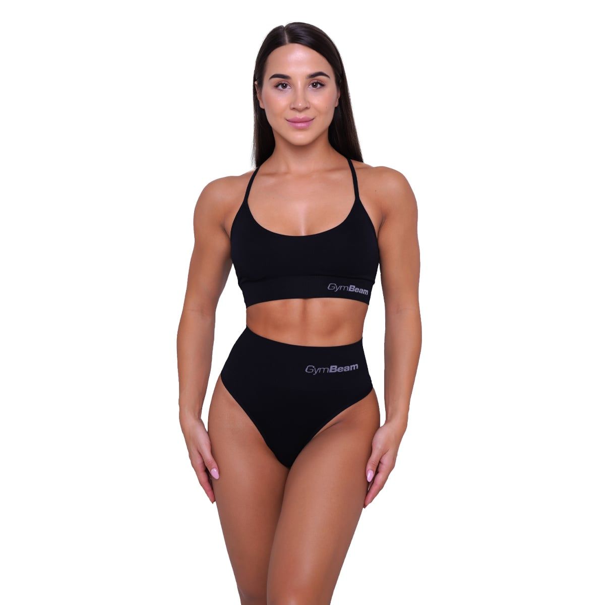 GymBeam Brazilian Slips Damen im 2er-Pack mit hohem Taillenbund in Schwarz