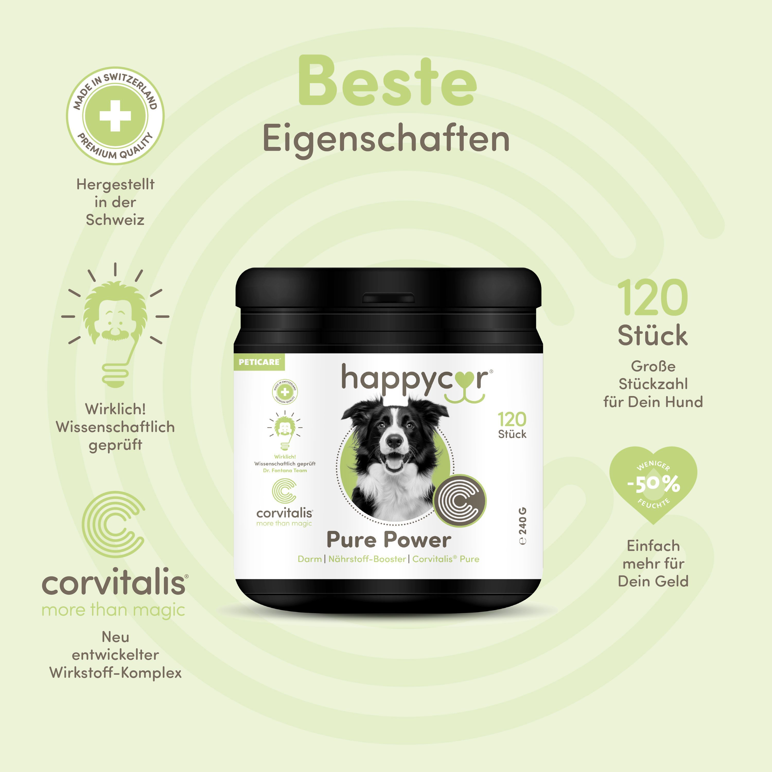 happycor® Pure Power Nährstoff-Booster, optimiert das tägliche Futter als natürlicher Funktionssnack