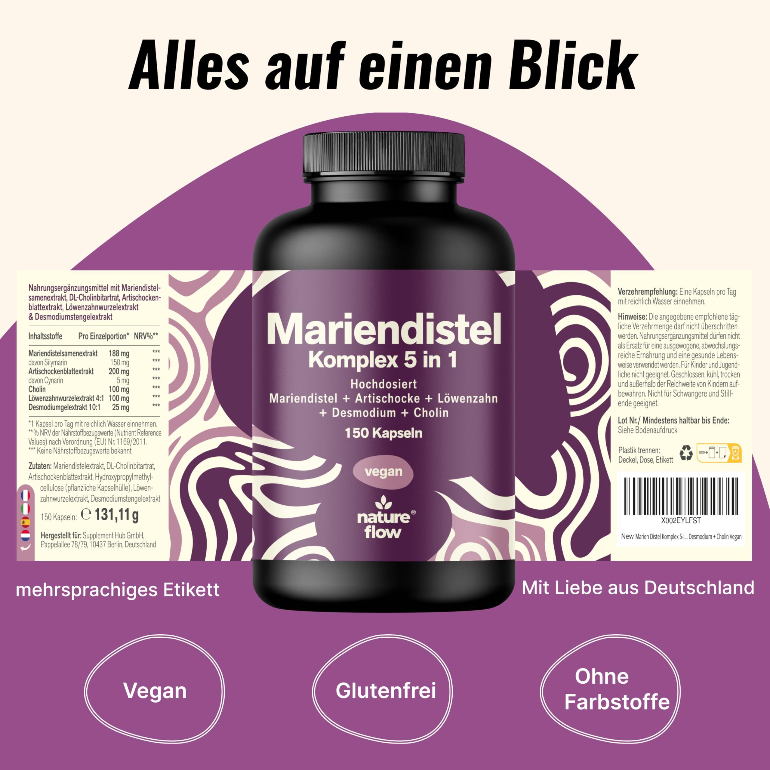 Mariendistel Leber Komplex - 150 Kapseln - Nature Flow®
