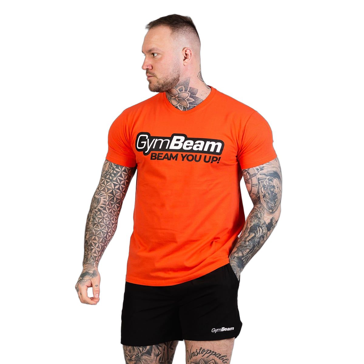 GymBeam T-Shirt Herren regular Kurzarm aus Baumwolle in Orange