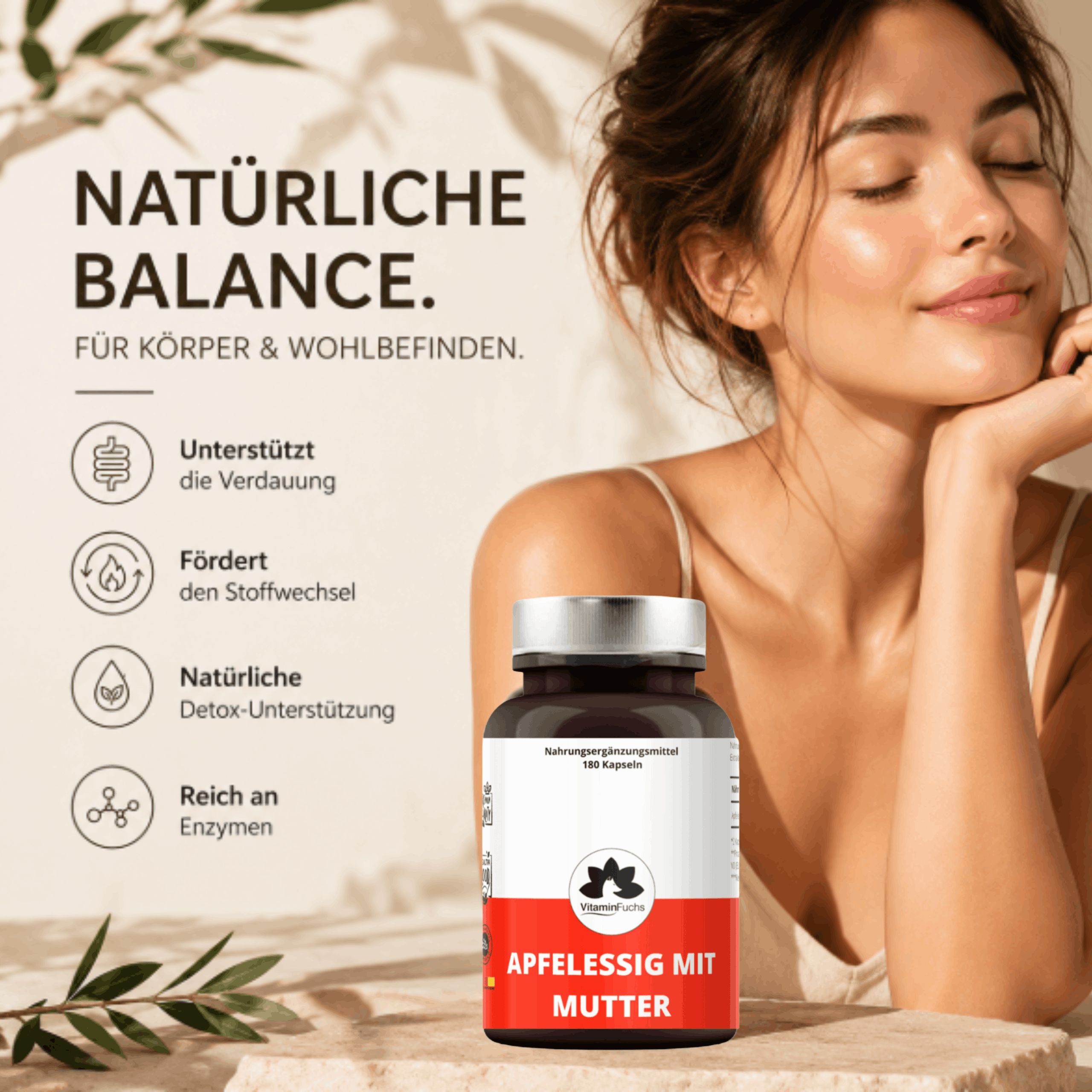 Apfelessig Kapseln mit Mutter - apple vinegar cider with mother - VitaminFuchs