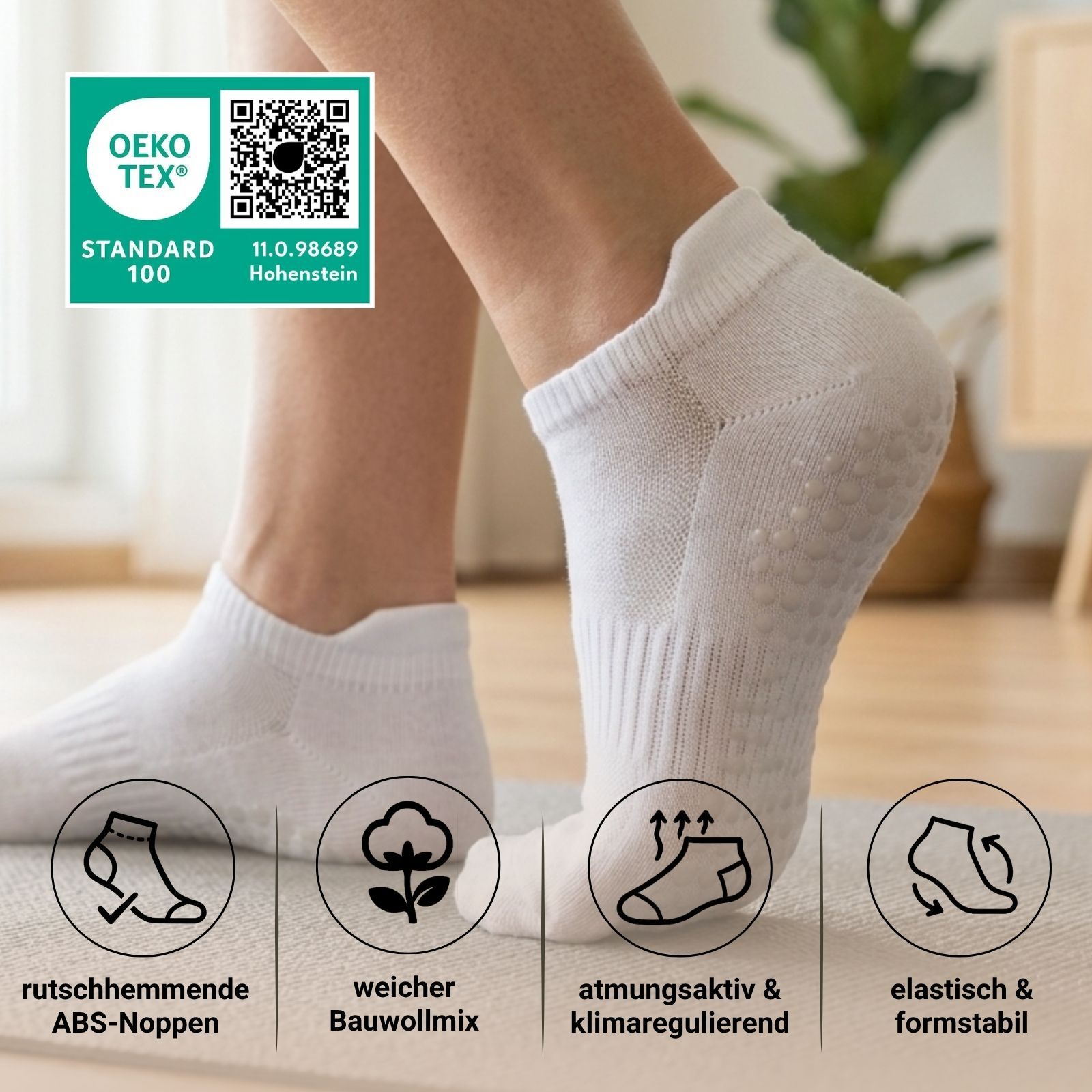 Yoga & Pilates Sportsneakersocken mit ABS-Sohle für Damen & Herren
