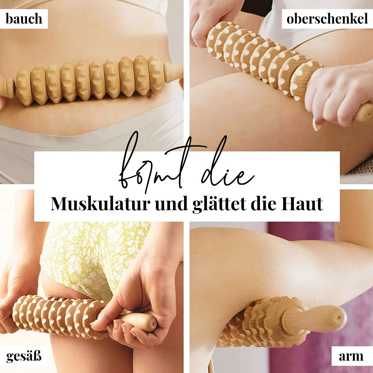 tuuli Holz-Cellulite-Massage-Körperroller Lymphatic Drainage Massager Maderotherapie 1 St