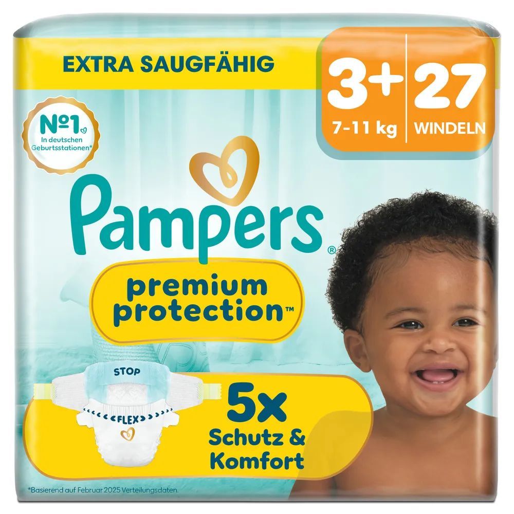 Pampers Premium Protection Gr.3+ Midi Plus 7-11kg Windeln Singlepack 27 St