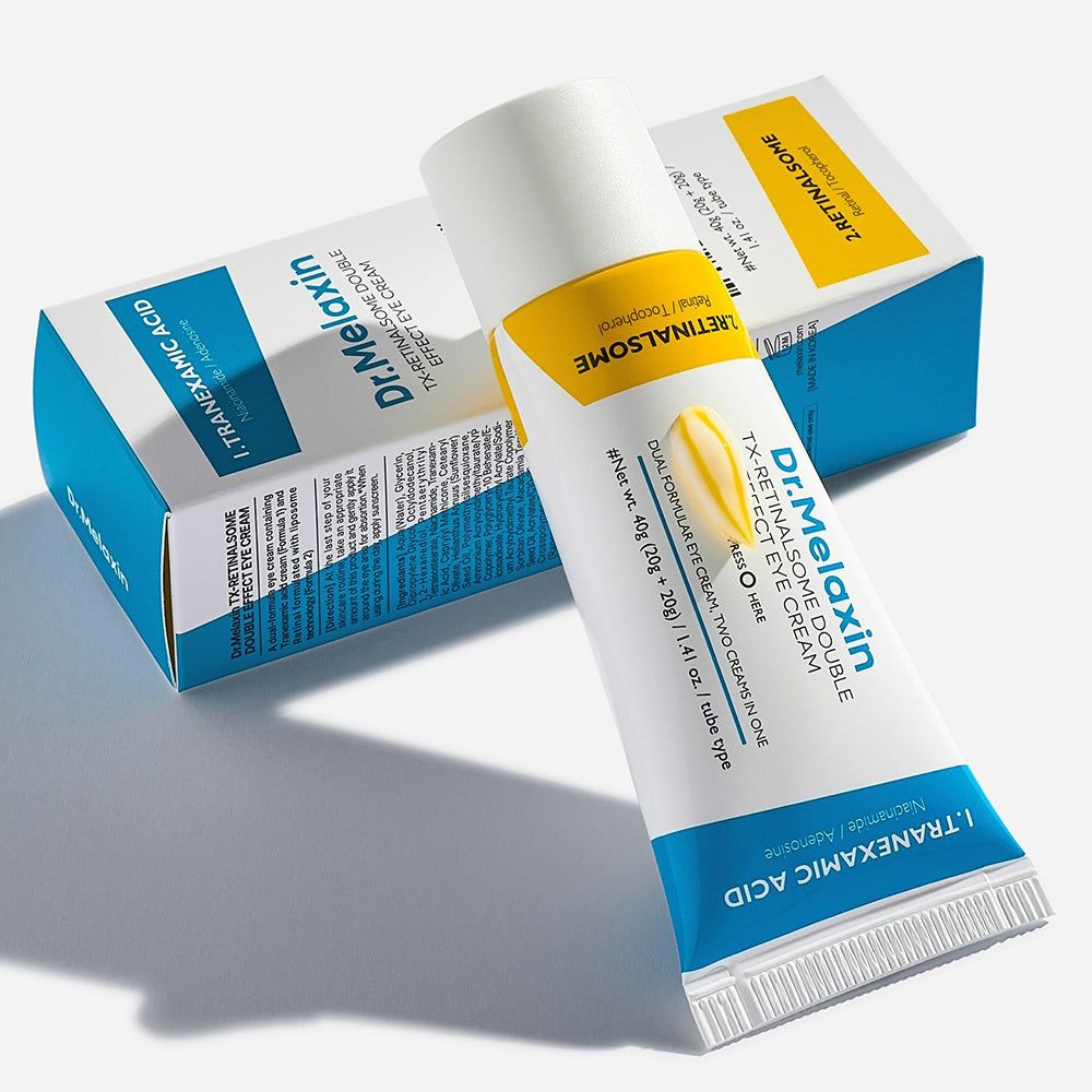 Dr.Melaxin Retinalsome Double Effect Eye Cream Tube und Karton.