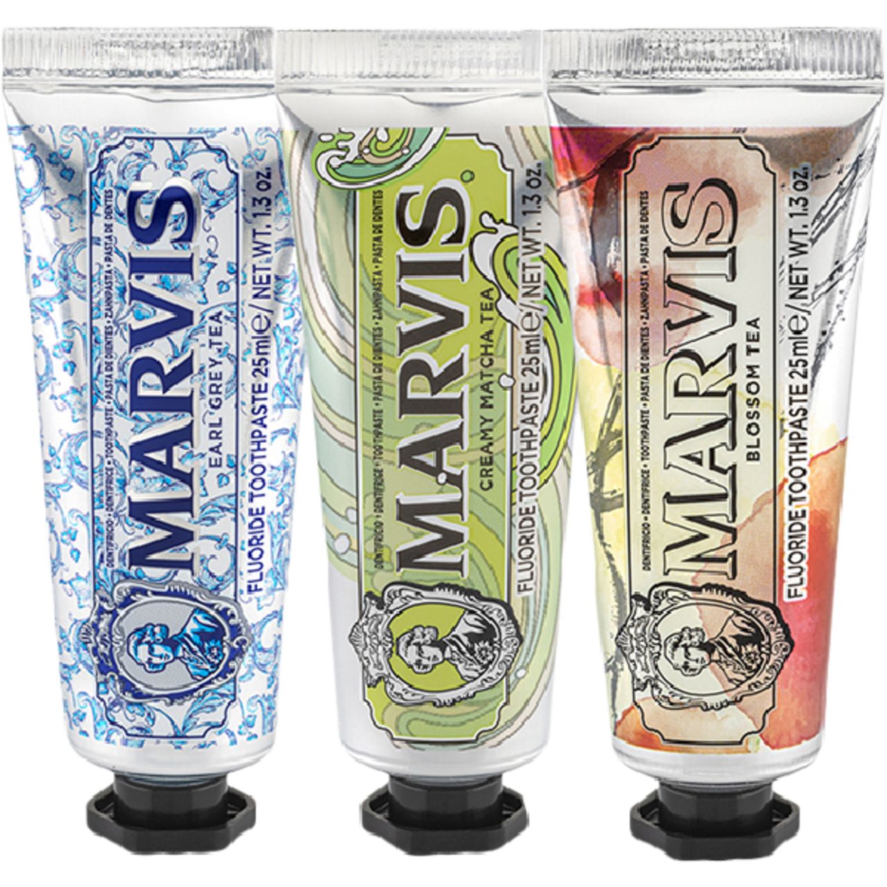 Marvis, Tea Collection Kit = Blossom Tea 25ml + Eal Grey Tea 25 ml + Creamy Matcha Tea 25 ml