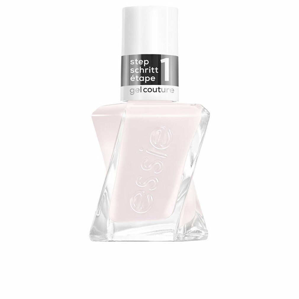 Nagellackflasche mit weißem Inhalt. Auf dem Deckel steht "step 1". Der Flakon hat eine verdrehte Form und das Logo "essie".