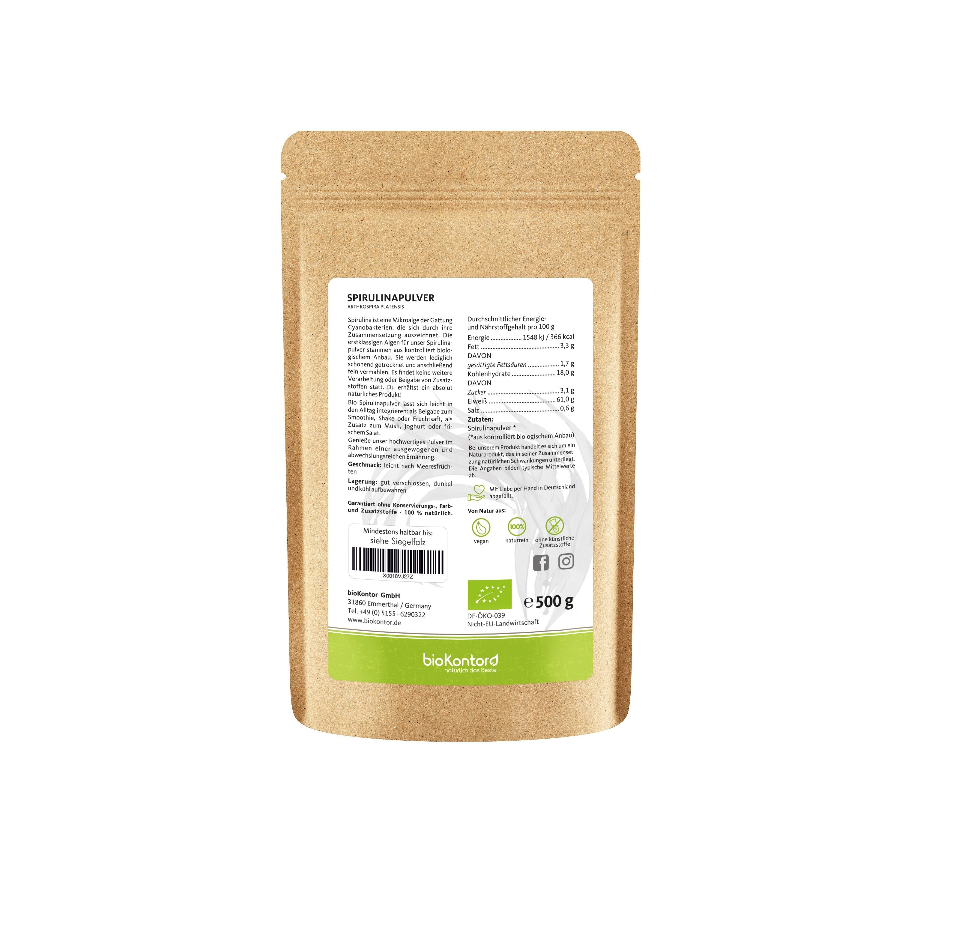 bioKontor Spirulinapulver 500 g Pulver