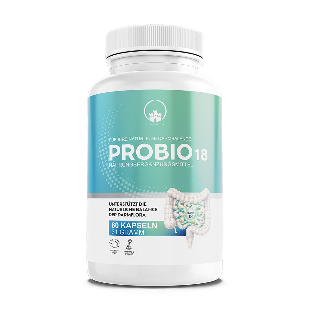 Saint Nutrition® | Probiotika 18 - Kapseln 550mg 20 Bakterienstämme + Inulin für die Darmbalance 1 St