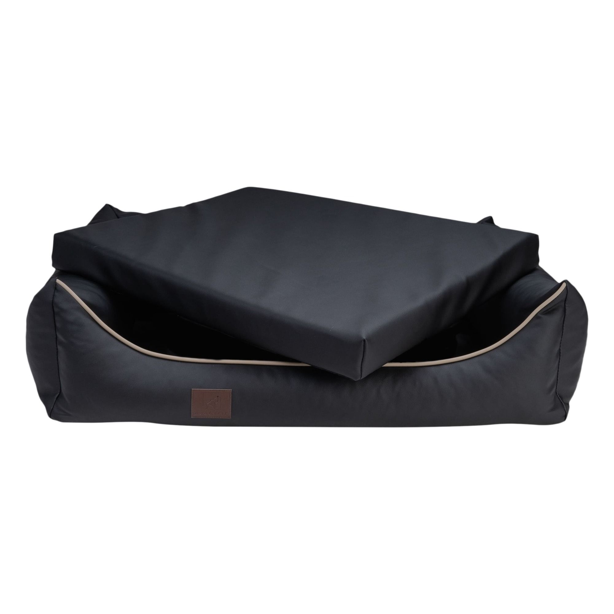 orthopädisches Hundebett "Buddy", Kunstleder, Farbe Schwarz 100 x 80