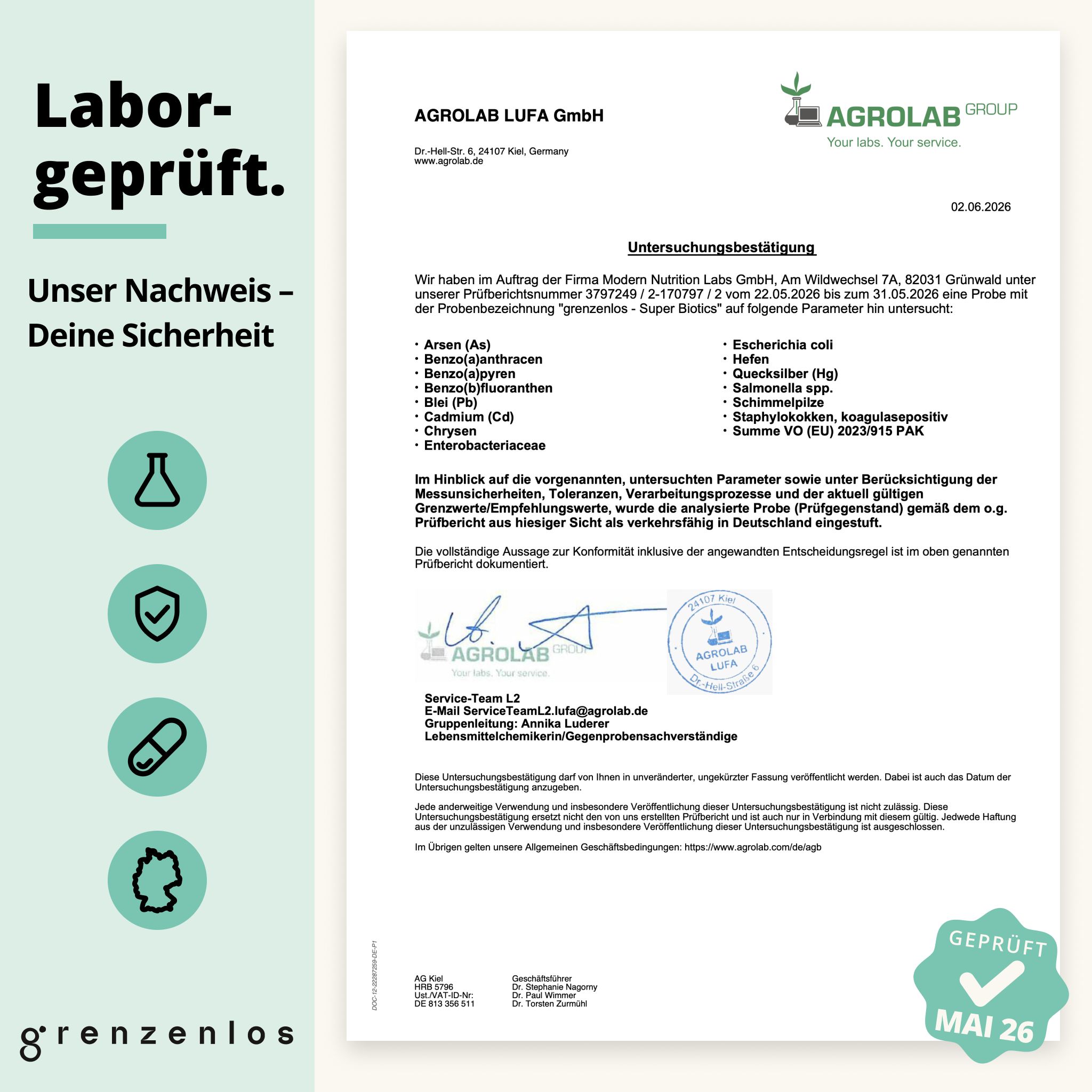 grenzenlos® SUPER BIOTICS 12-in-1 Mikrobiom Komplex | magensaftresistente Kapseln | OHNE Inulin