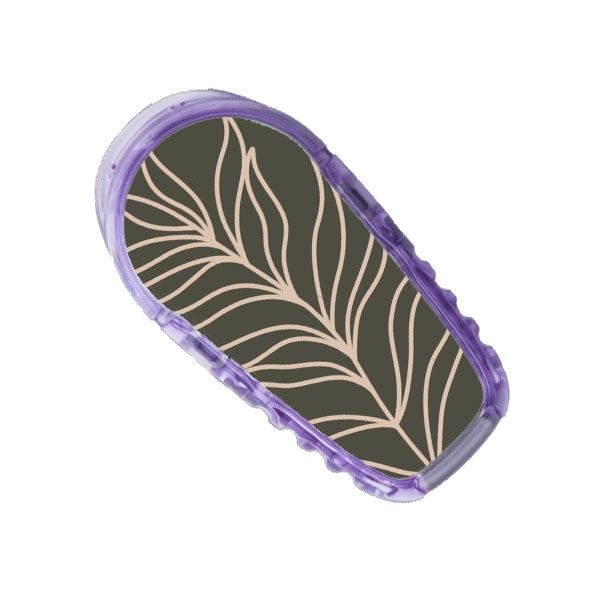 Diasticker® Dexcom G6 Stickerset "Blätter" mit Blattmuster und lilafarbenem Rand.