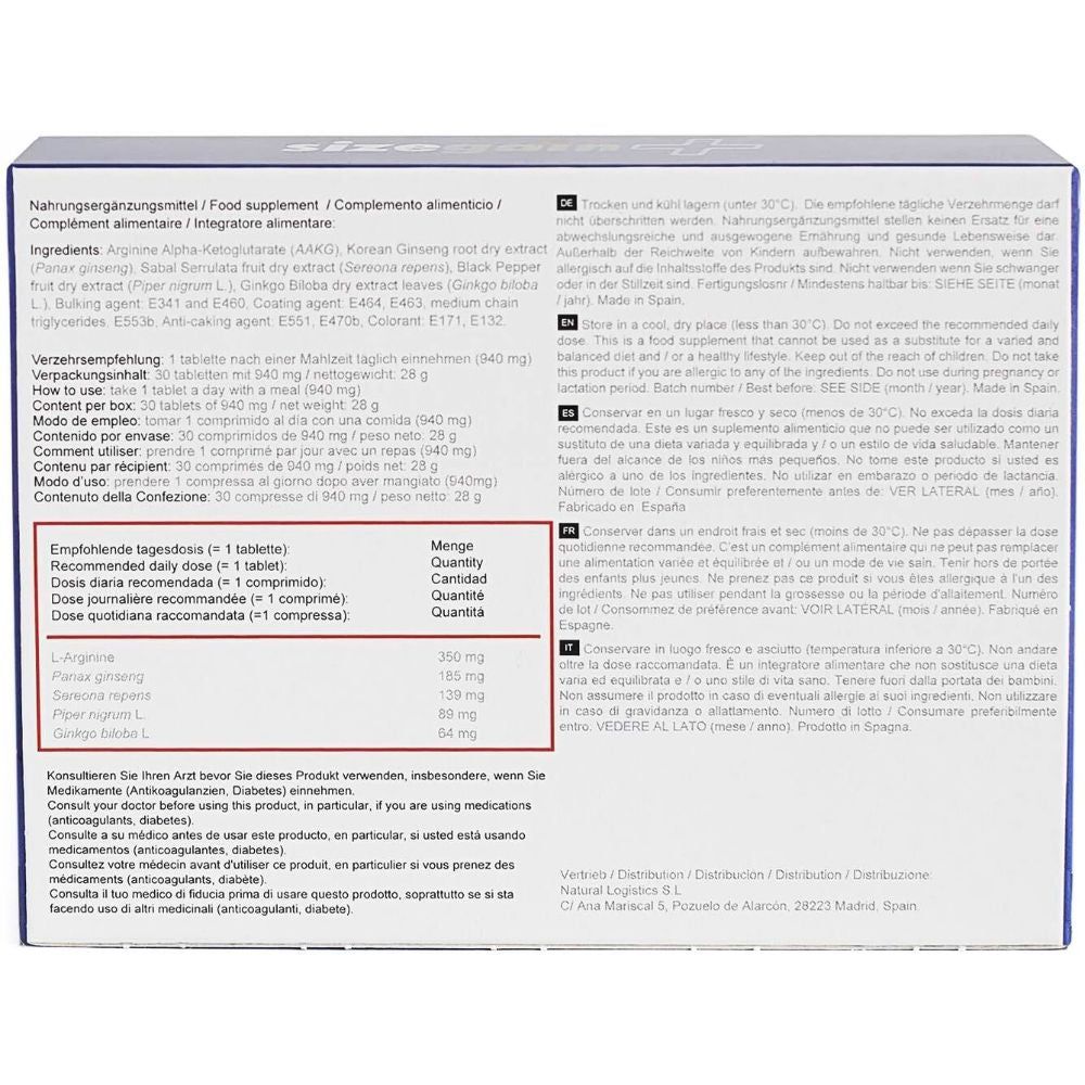Rückseite einer Schachtel mit Text. Enthält eine Tabelle mit Inhaltsstoffen und Dosierungsempfehlungen.