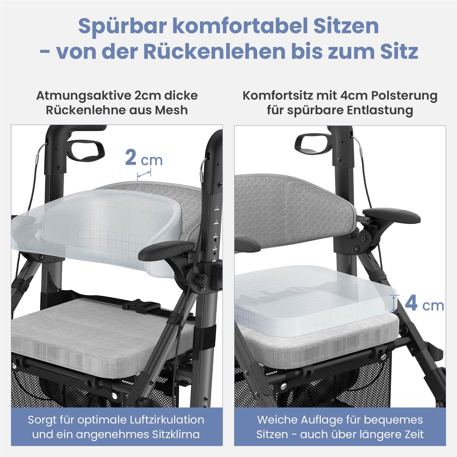 ELONEO 2in1 Rollstuhl Rollator Schwarz