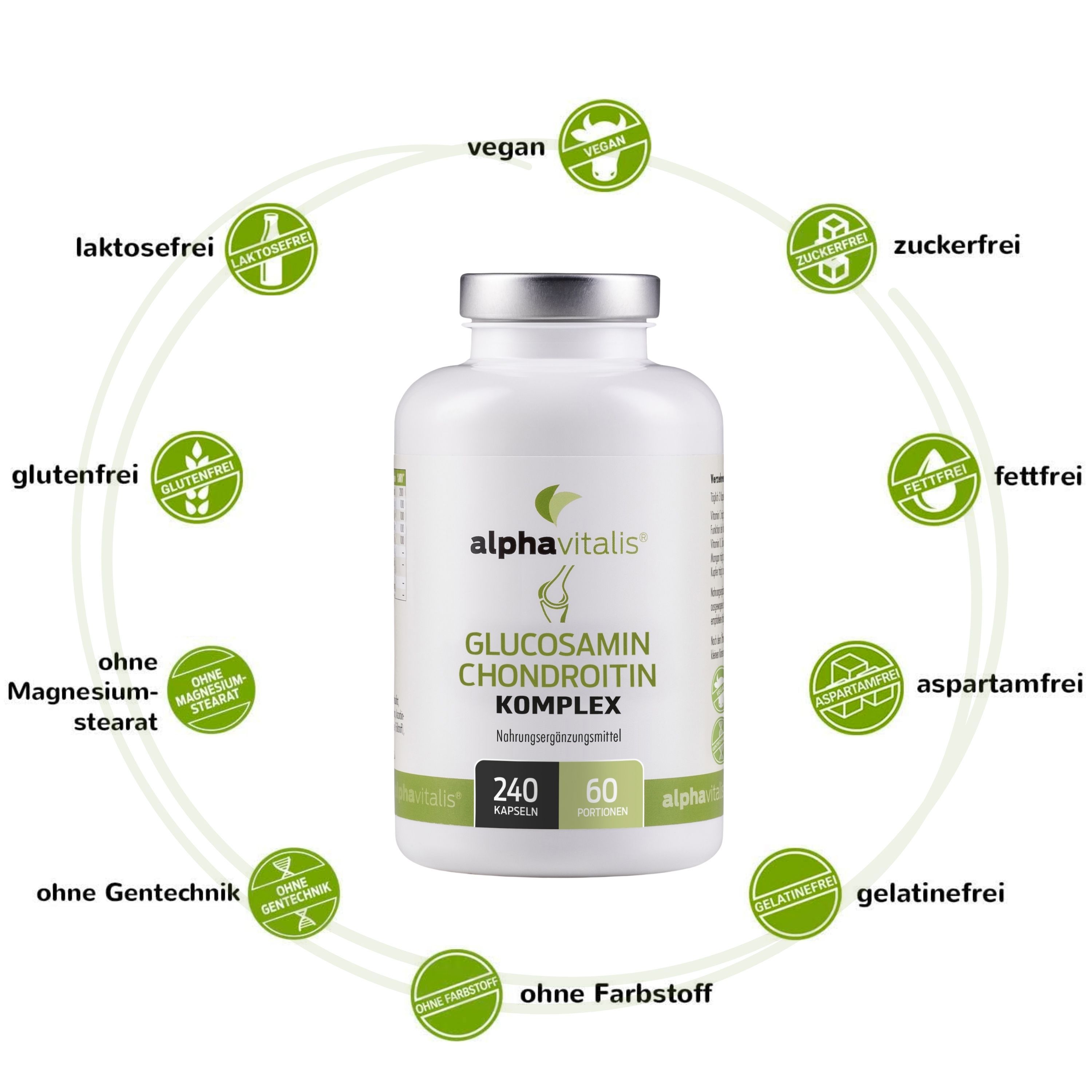Alphavitalis® Glucosamin Kapseln mit Chondroitin MSM Hyaluron