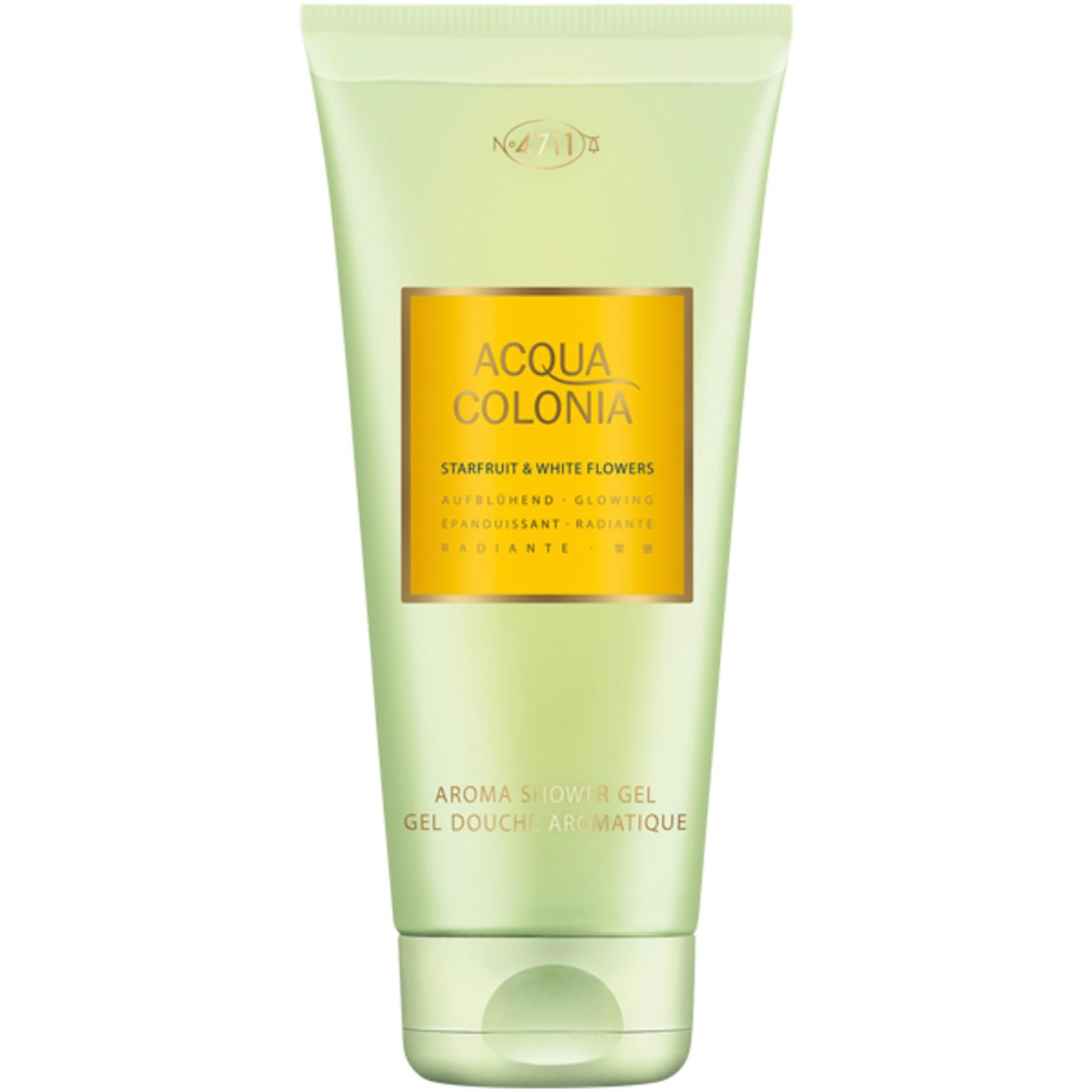 Grüne Tube. Aufschrift: Acqua Colonia, Starfruit & White Flowers. Aroma Shower Gel.