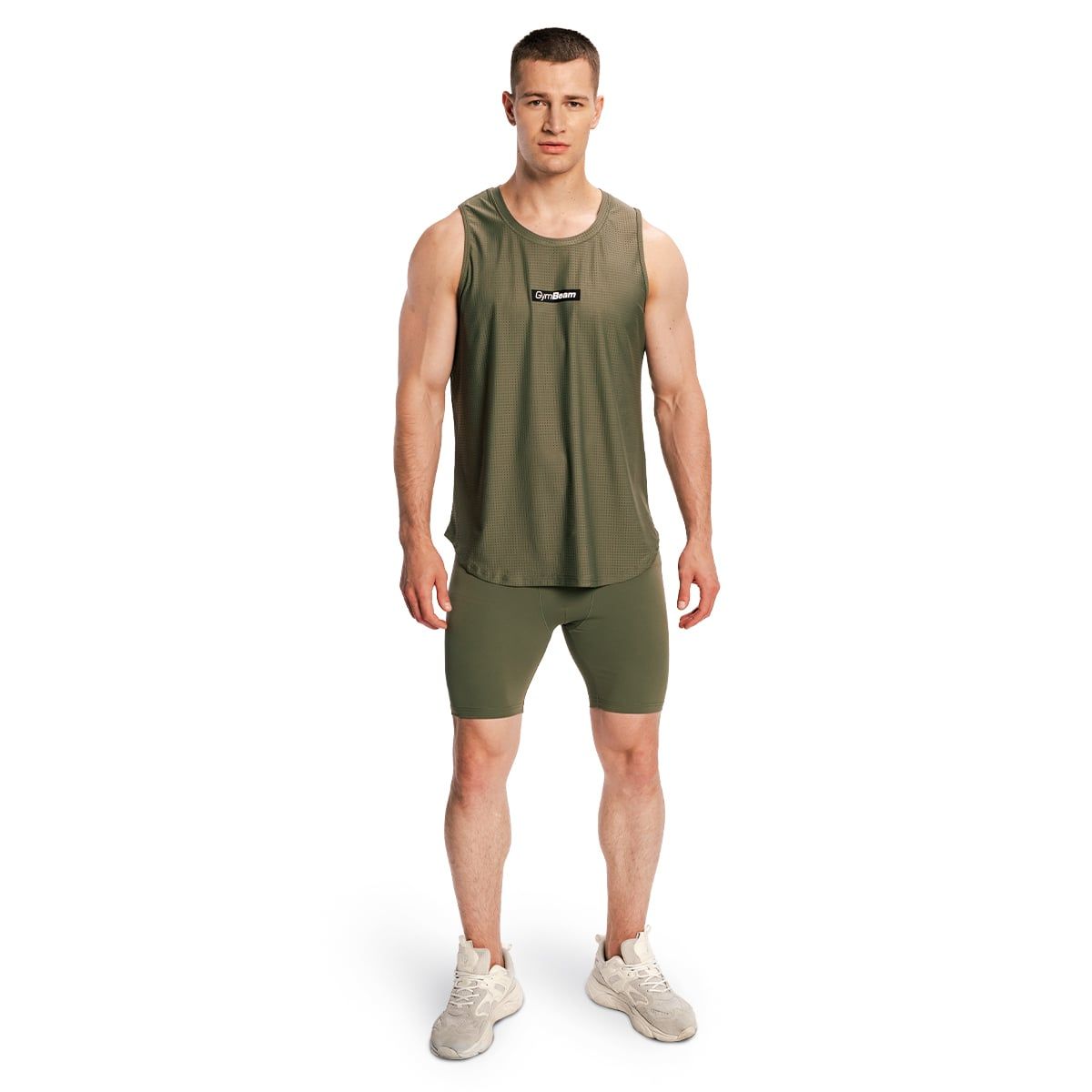 GymBeam Shorts Herren slim Combat mit Gummizug in Olivgrau