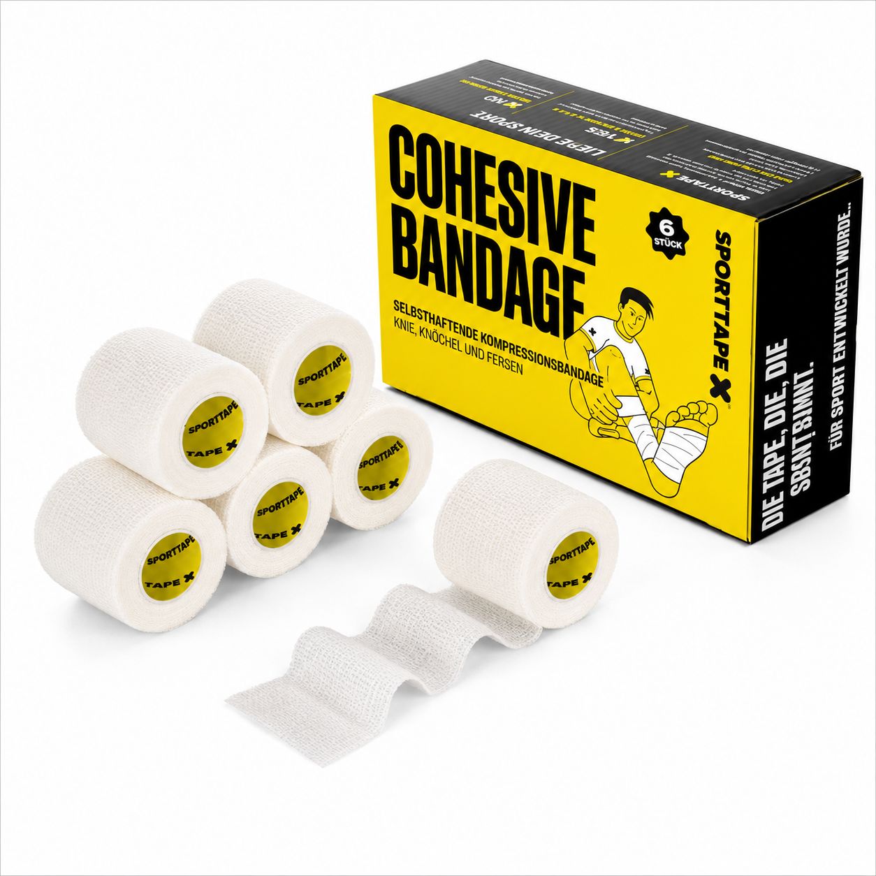 SPORTTAPE Bendaggio Autoadesivo - 5 cm x 4,5 m Bianco