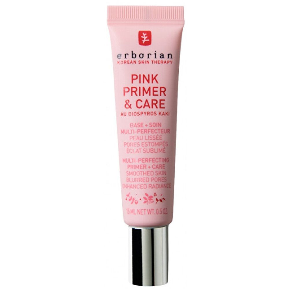 Rosa Tube mit silberner Kappe. Aufschrift: Erborian, Pink Primer & Care. 15 ml.