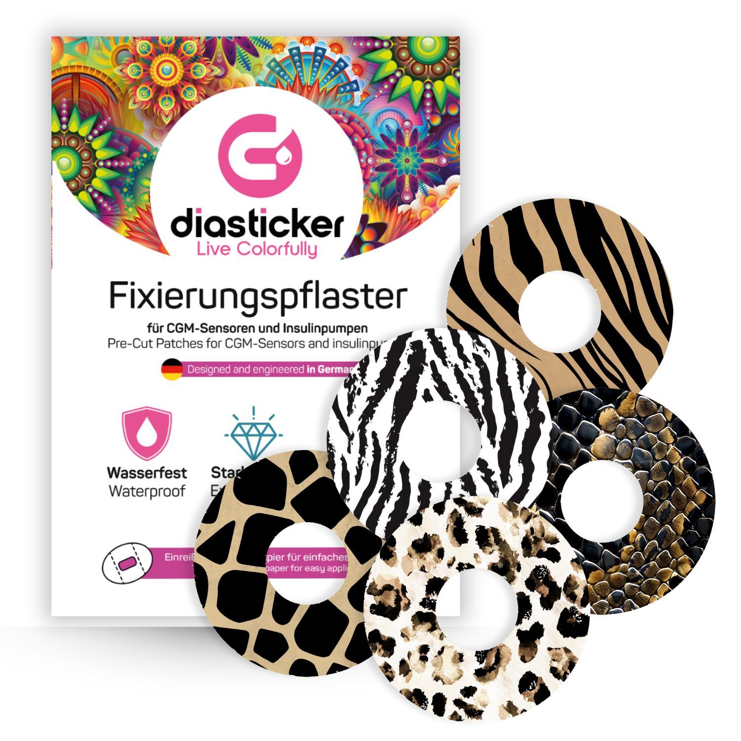 Diasticker® FreeStyle Libre 3 / 3 Plus Fixiertapes "Safari"