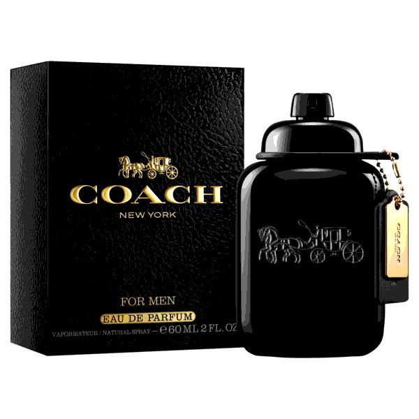 Schwarzer Flakon und Verpackung. Goldener Schriftzug COACH NEW YORK. Für Männer Eau de Parfum. 60 ml.