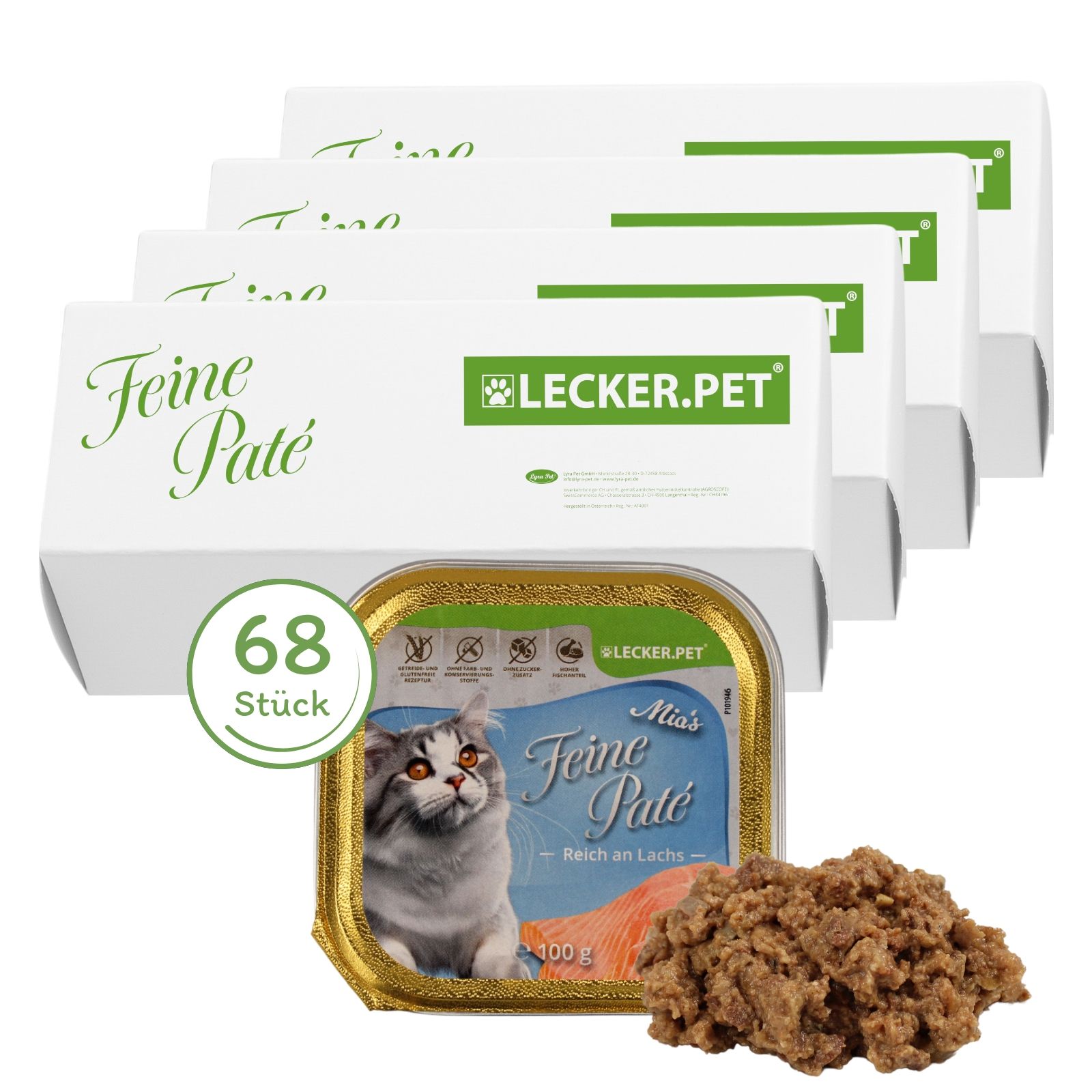 Lecker.Pet® Mia's Feine Paté Reich an Lachs Katzenfutter Nassfutter Vollnahrung 6,8 kg Nicht relevant