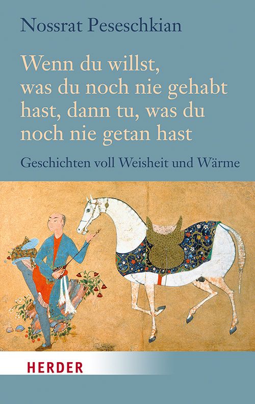 Buchcover mit Titel in deutscher Sprache. Illustration eines Mannes und Pferdes. Verlag HERDER.